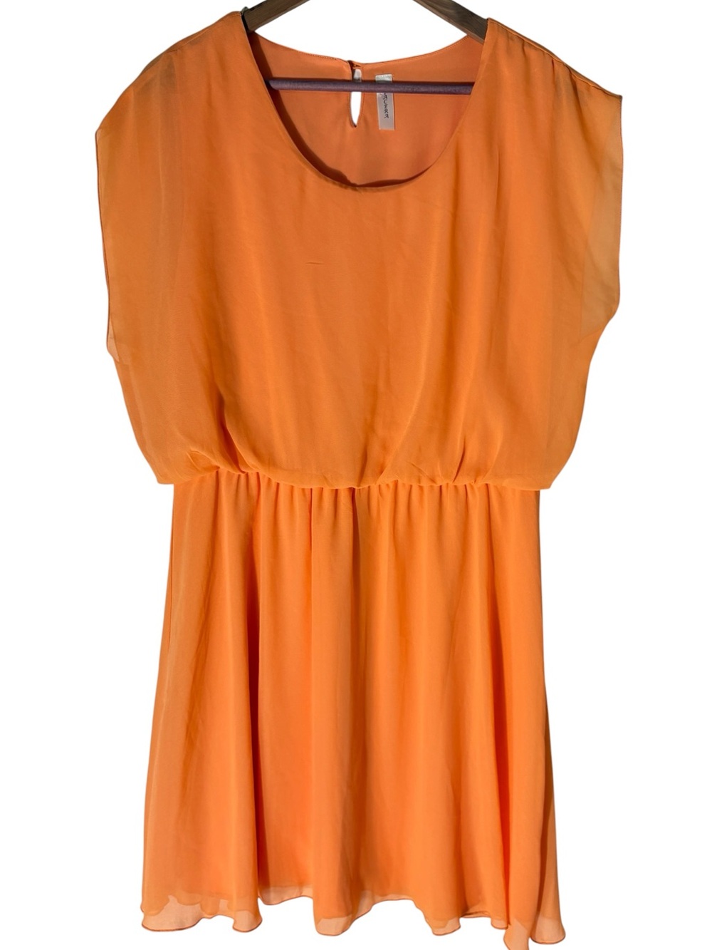 Tacera Orange Chiffon Flowy Dress XL